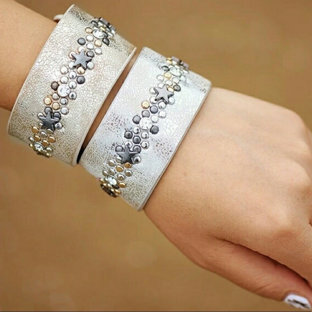 Handcrafted Leather Star Rivet Cuff